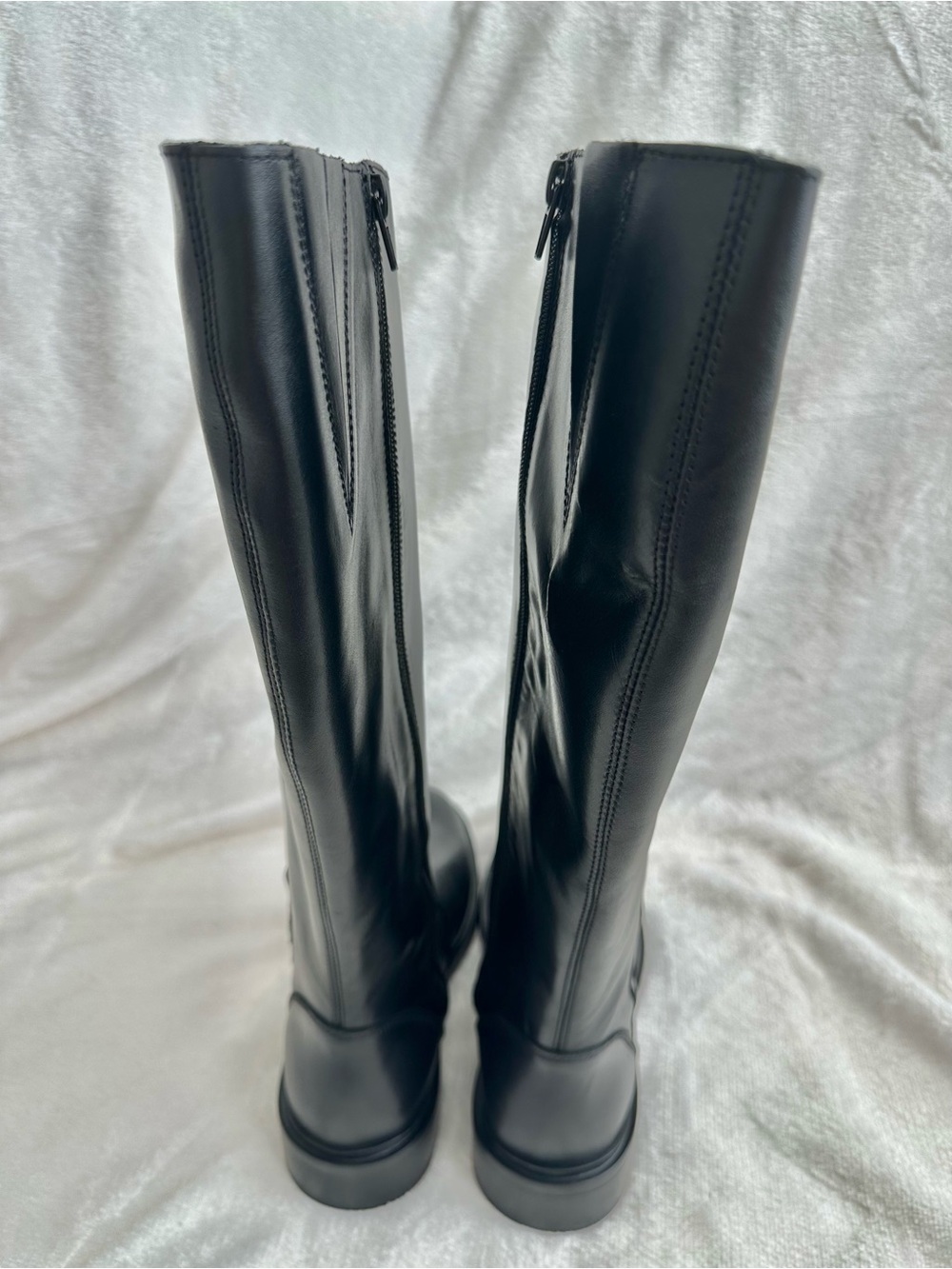 Anthropologie Tall Black Genuine Leather Ridding Boots Full Zip EU 39 Wide Calf - Picture 4 of 16